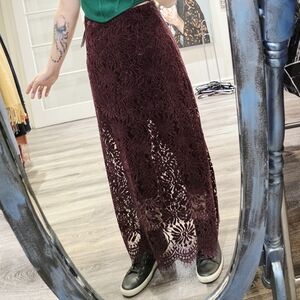 Elli White Long Skirt Burgundy Color